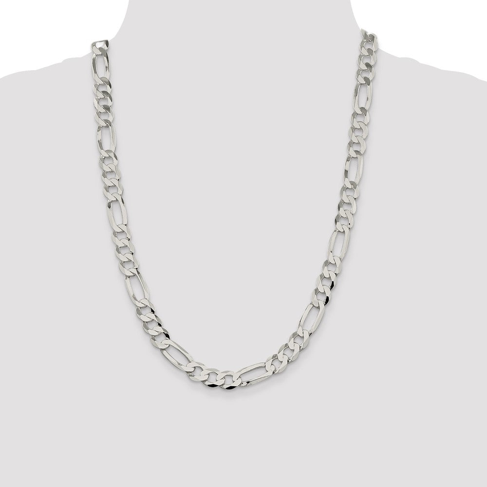 Sterling Silver 9.7mm Lightweight Flat Figaro Chain