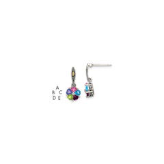 Sterling Silver Antiqued w/14k 5-stone Mother's Earring