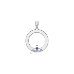 SS/Rhodium-plated 1 Birthstone Circle with SS Bezel Family Pendant