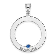 SS/Rhodium-plated 1 Birthstone Circle with SS Bezel Family Pendant