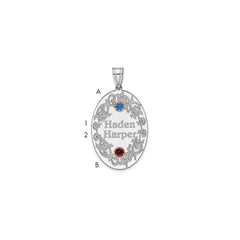Sterling Silver Rhodium-plated/14k Bezel Crystal Family Pendant - 2