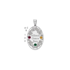 Sterling Silver Rhodium-plated Crystal Family Pendant - 8