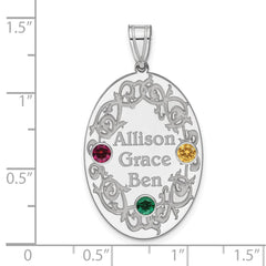 Sterling Silver Rhodium-plated Crystal Family Pendant - 8