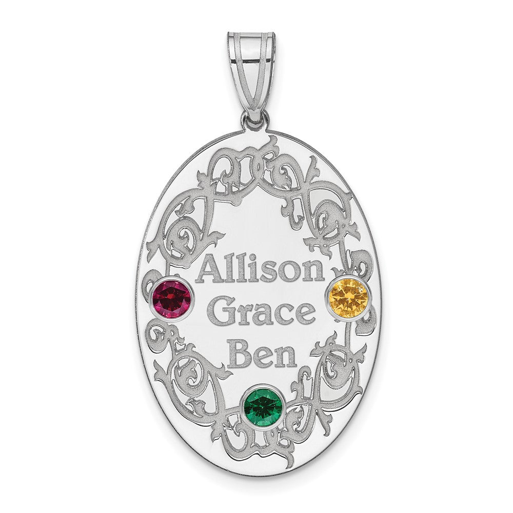 Sterling Silver Rhodium-plated Crystal Family Pendant - 8