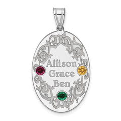 Sterling Silver Rhodium-plated Crystal Family Pendant - 8