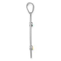 Sterling Silver Rhodium-plated Crystal Family Pendant - 10