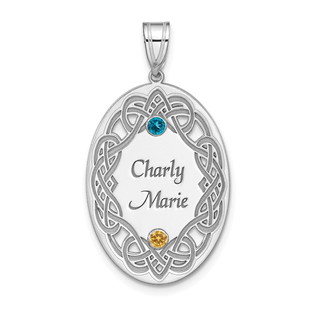 Sterling Silver Rhodium-plated Crystal Family Pendant - 10