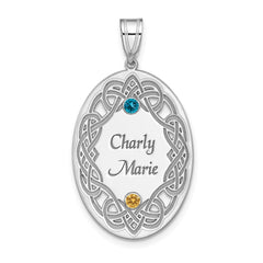 Sterling Silver Rhodium-plated Crystal Family Pendant - 10