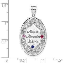 Sterling Silver Rhodium-plated Crystal Family Pendant - 11