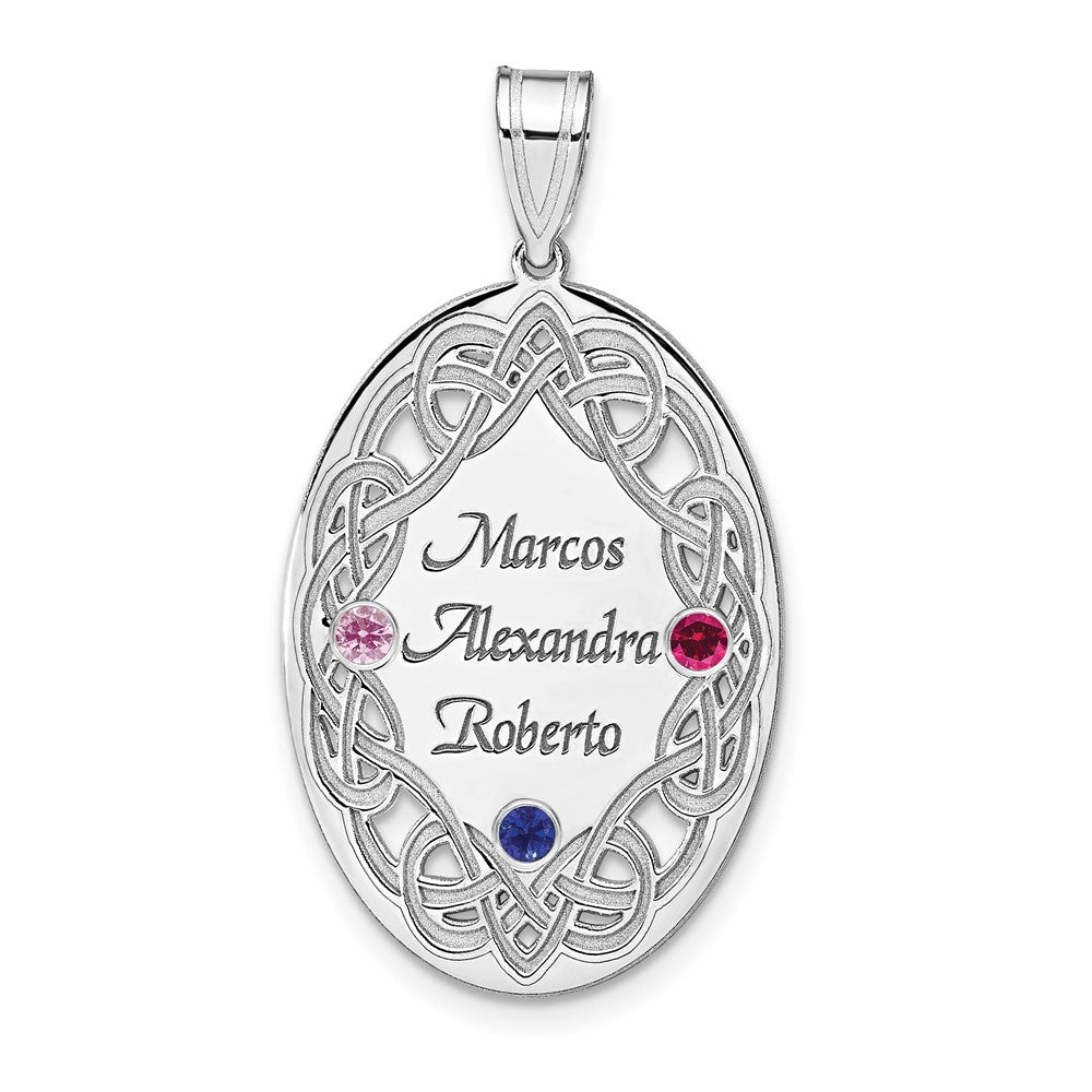 Sterling Silver Rhodium-plated Crystal Family Pendant - 11