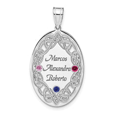 Sterling Silver Rhodium-plated Crystal Family Pendant - 11
