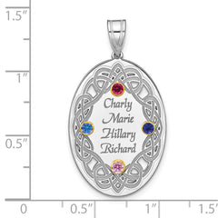 Sterling Silver Rhodium-plated/14k Bezel Crystal Family Pendant - 12