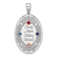 Sterling Silver Rhodium-plated/14k Bezel Crystal Family Pendant - 12