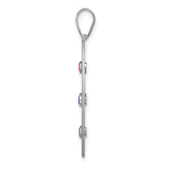 Sterling Silver Rhodium-plated Crystal Family Pendant - 12