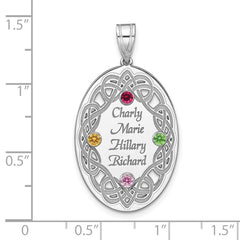 Sterling Silver Rhodium-plated Crystal Family Pendant - 12