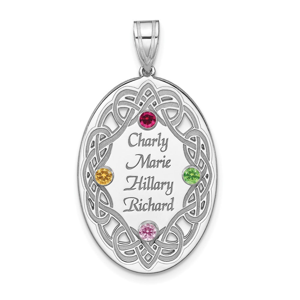 Sterling Silver Rhodium-plated Crystal Family Pendant - 12