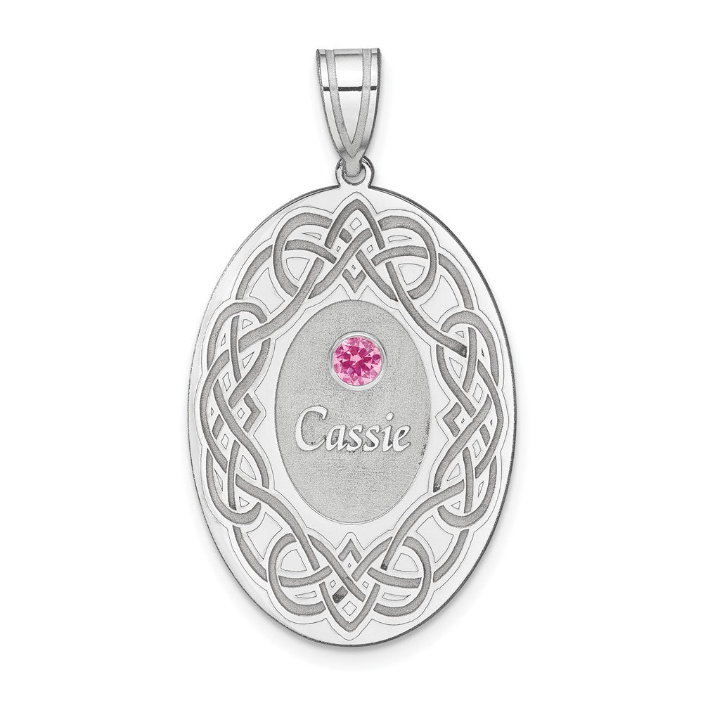 Sterling Silver Rhodium-plated Crystal Family Pendant - 6