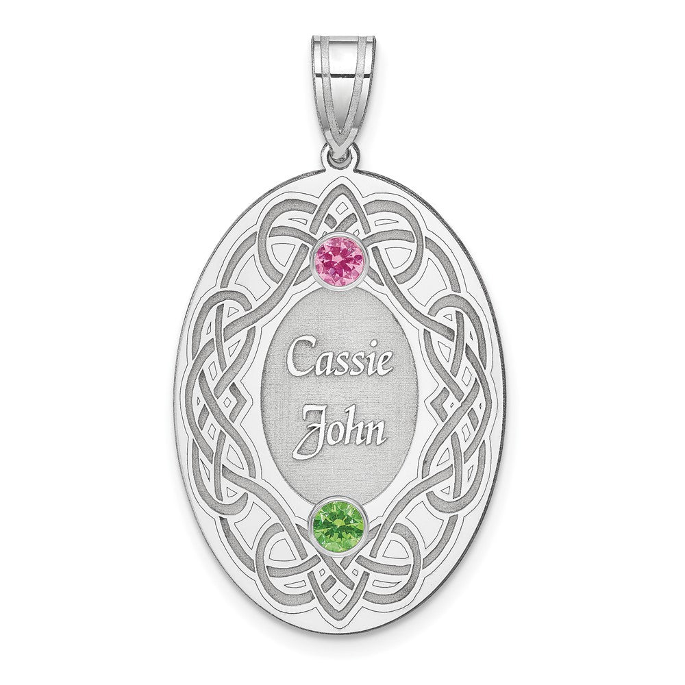Sterling Silver Rhodium-plated Crystal Family Pendant - 2