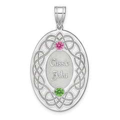 Sterling Silver Rhodium-plated Crystal Family Pendant - 2