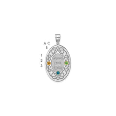 Sterling Silver Rhodium-plated/14k Bezel Crystal Family Pendant - 9