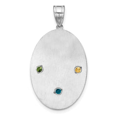 Sterling Silver Rhodium-plated Crystal Family Pendant - 3