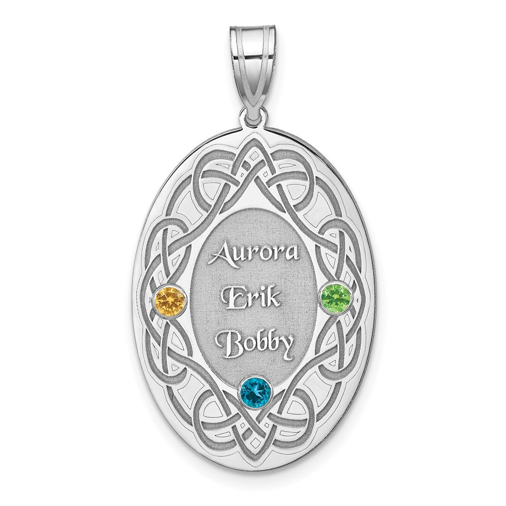 Sterling Silver Rhodium-plated Crystal Family Pendant - 3