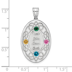Sterling Silver Rhodium-plated Crystal Family Pendant - 7