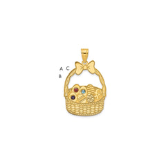 Sterling Silver/Gold-Plated 3 Birthstone with SS Bezel Easter Basket Pendan