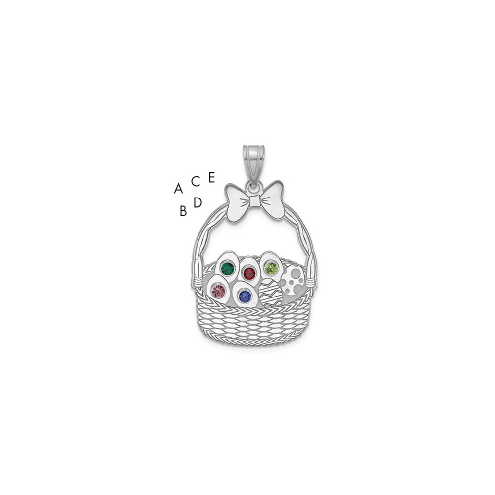 Sterling Silver 5 Birthstone with SS Bezel Easter Basket Pendant