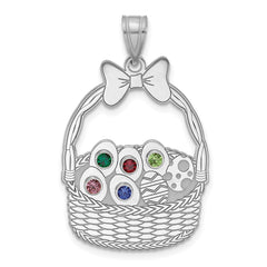 Sterling Silver 5 Birthstone with SS Bezel Easter Basket Pendant