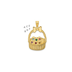 Sterling Silver/Gold-Plated 6 Birthstone with SS Bezel Easter Basket Pendan