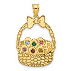 Sterling Silver/Gold-Plated 6 Birthstone with SS Bezel Easter Basket Pendan