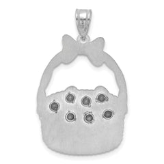 Sterling Silver 7 Birthstone with 14ky Bezel Easter Basket Pendant