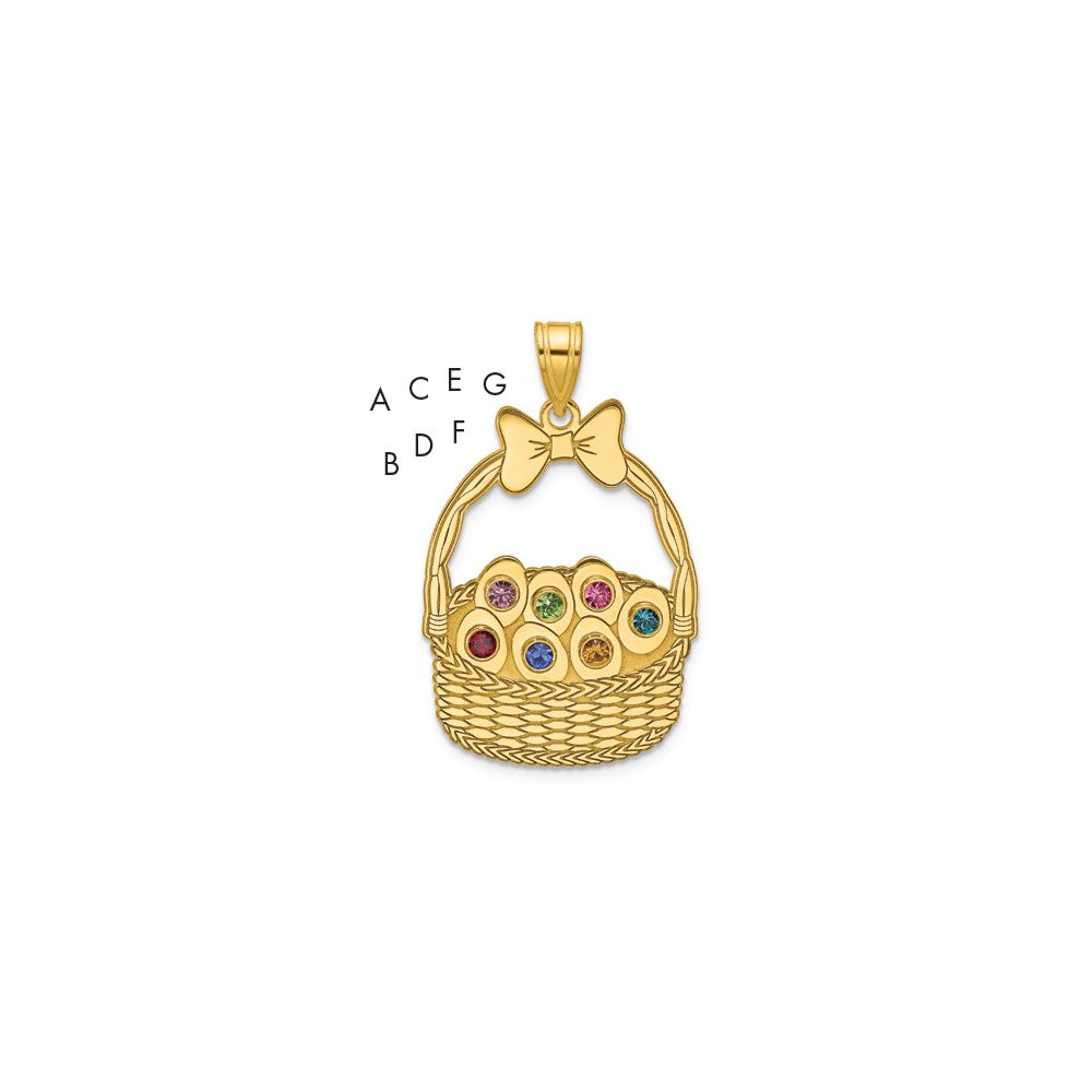 Sterling Silver/Gold-Plated 7 Birthstone with SS Bezel Easter Basket Pendan