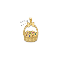 Sterling Silver/Gold-Plated 7 Birthstone with SS Bezel Easter Basket Pendan