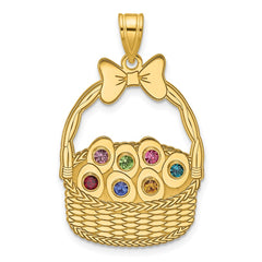 Sterling Silver/Gold-Plated 7 Birthstone with SS Bezel Easter Basket Pendan
