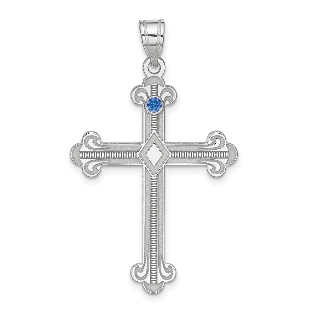 Sterling Silver Rh-plt Crystal Family Cross Pendant - 10