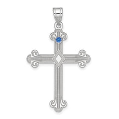 Sterling Silver Rh-plt Crystal Family Cross Pendant - 10