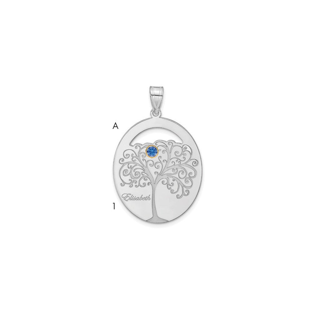 Sterling Silver/Rhod-plated 1 Birthstone with 14k Bezel Family Pendant - 2