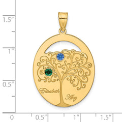 Sterling Silver/Gold-plated 2 Birthstone with SS Bezel Family Pendant