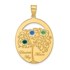 Sterling Silver/Gold-plated 3 Birthstone with SS Bezel Family Pendant