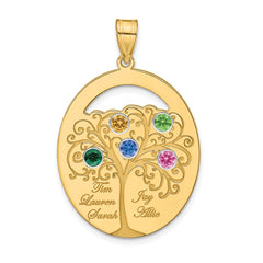 Sterling Silver/Gold-plated 5 Birthstone with SS Bezel Family Pendant