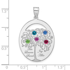Sterling Silver/Rhod-plated 5 Birthstone with SS Bezel Family Pendant