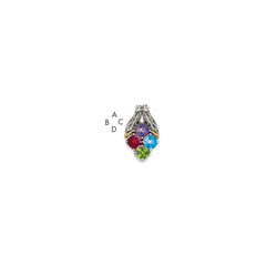 Sterling Silver Antiqued w/14k 4-stone Mother's Pendant
