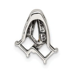Sterling Silver Antiqued w/14k 2-stone w/Diamond Mothers Pendant Semi-Mount