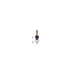 Sterling Silver Antiqued w/14k 2-stone Mother's Pendant