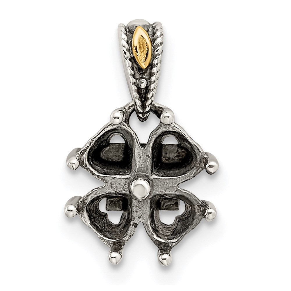 Sterling Silver Antiqued w/14k 4-stone Mother's Pendant - 2