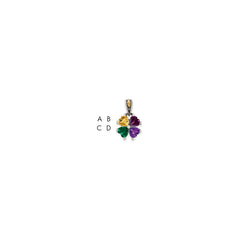 Sterling Silver Antiqued w/14k 4-stone Mother's Pendant - 2