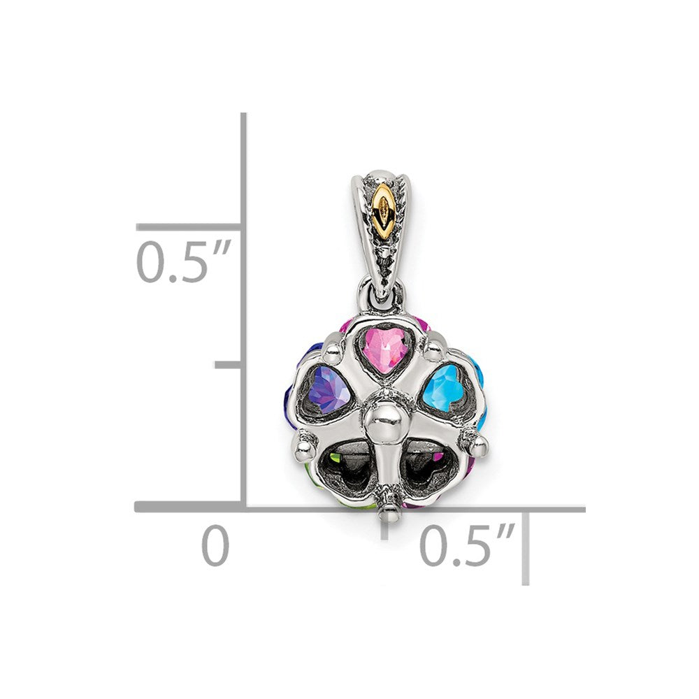 Sterling Silver Antiqued w/14k 5-stone Mother's Pendant