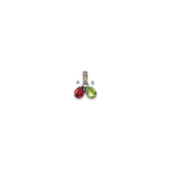 Sterling Silver Antiqued w/14k 2-stone w/Diamond Mothers Pendant Semi-Mount - 12